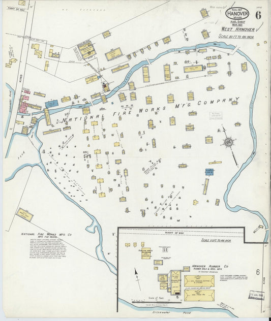 Sanborn Fire Insurance Map from Hanover, Plymouth County, Massachusetts (1917), Sheet #0006 - Historic Sanborn Fire Insurance Map Print, vintage old map wall art, antique decor, genealogy gift, Massachusetts Massachusetts map
