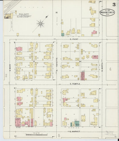 Sanborn Fire Insurance Map from Washington Court House, Fayette County, Ohio (1895), Sheet #0003 - Complete Map Set gallery image, historic Sanborn map, vintage wall art, Ohio Ohio
