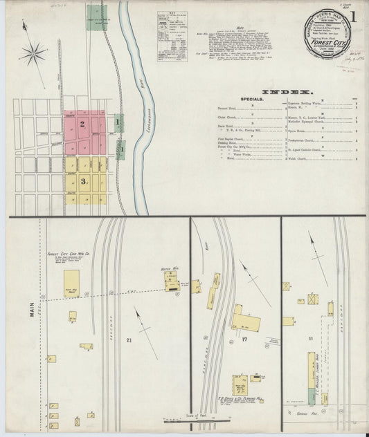 Sanborn Fire Insurance Map from Forest City, Susquehanna County, Pennsylvania (1896), Sheet #0001 - Historic Sanborn Fire Insurance Map Print, vintage old map wall art, antique decor, genealogy gift, Pennsylvania Pennsylvania map