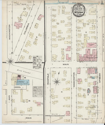 Sanborn Fire Insurance Map from Mohawk, Herkimer County, New York (1884), Sheet #0001 - Historic Sanborn Fire Insurance Map Print, vintage old map wall art, antique decor, genealogy gift, New York New York map
