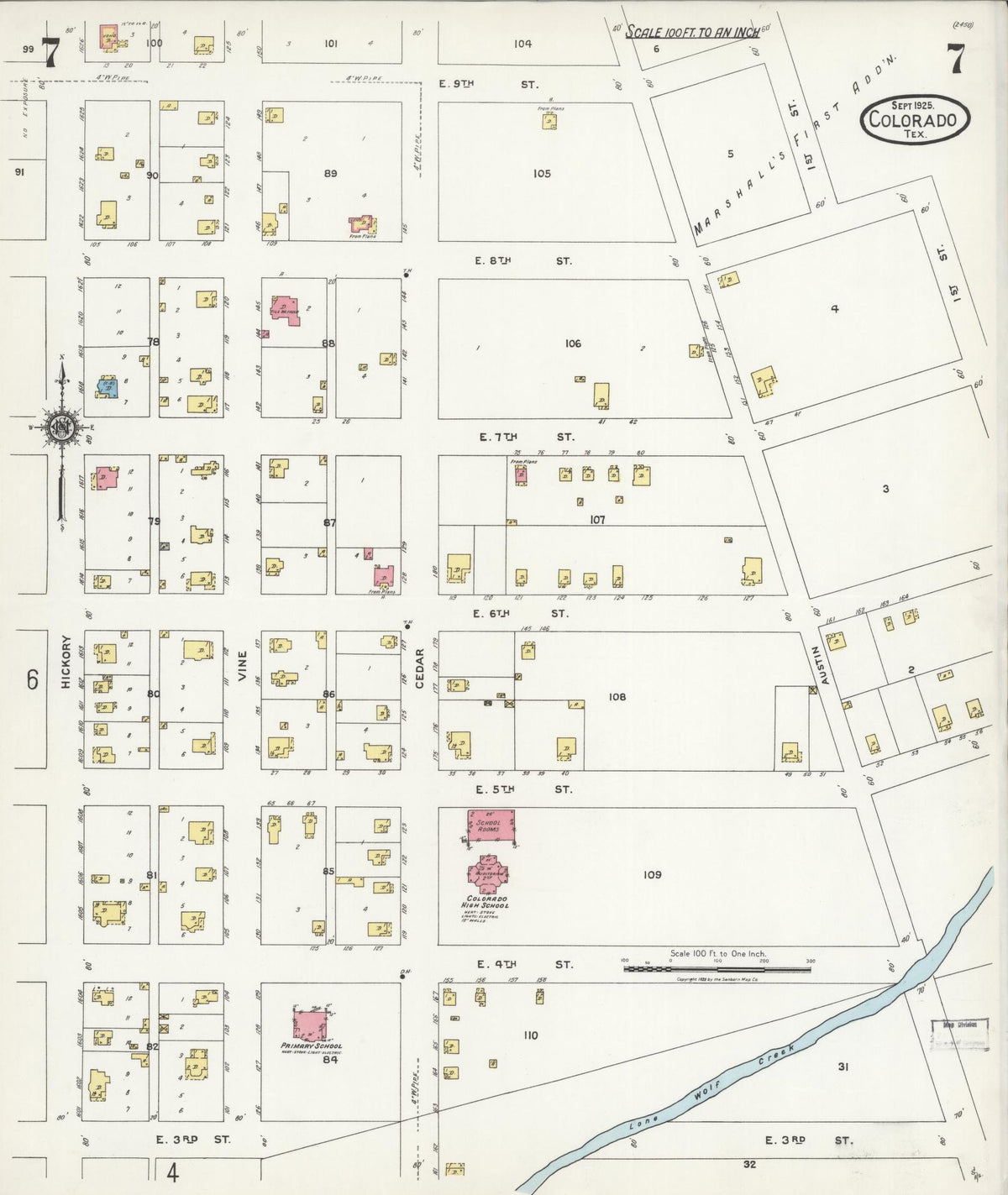 Sanborn Fire Insurance Map from Colorado, Mitchell County, Texas (1925), Sheet #0007 - Complete Map Set gallery image, historic Sanborn map, vintage wall art, Texas Texas