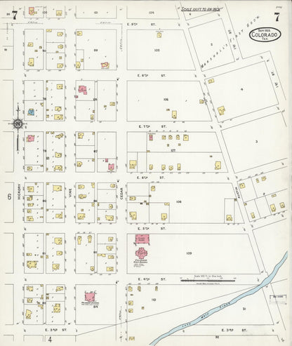 Sanborn Fire Insurance Map from Colorado, Mitchell County, Texas (1925), Sheet #0007 - Complete Map Set gallery image, historic Sanborn map, vintage wall art, Texas Texas