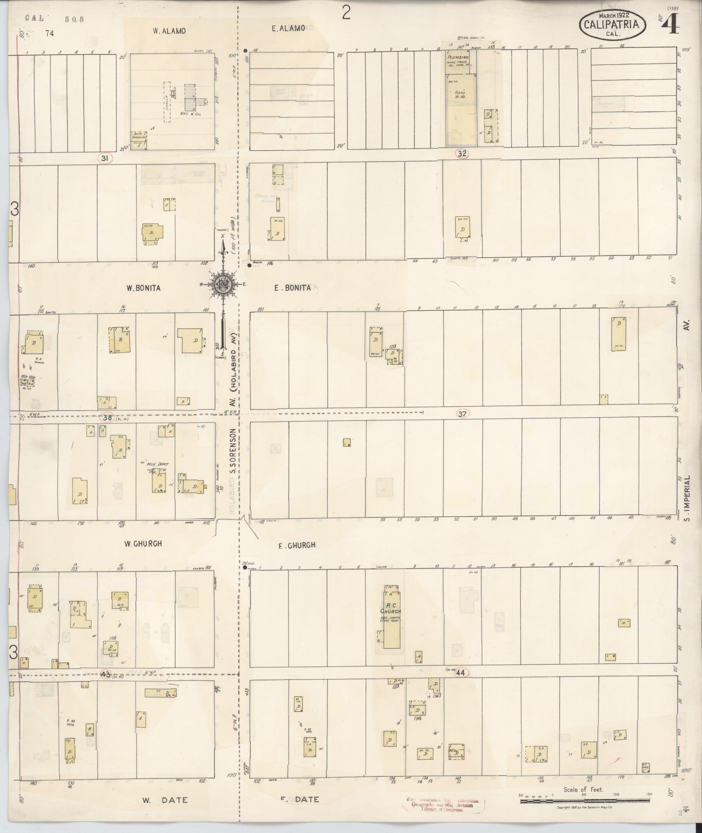Sanborn Fire Insurance Map from Calipatria, Imperial County, California (1941), Sheet #0004 - Historic Sanborn Fire Insurance Map Print, vintage old map wall art, antique decor, genealogy gift, California California map