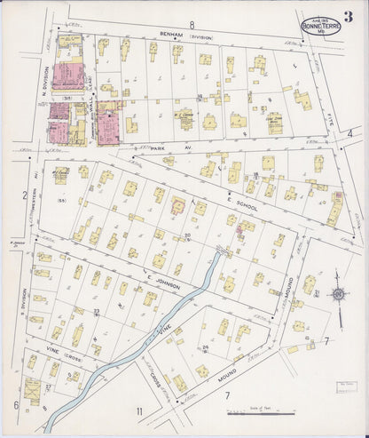 Sanborn Fire Insurance Map from Bonne Terre, Saint Francois County, Missouri (1915), Sheet #0003 - Complete Map Set gallery image, historic Sanborn map, vintage wall art, Missouri Missouri