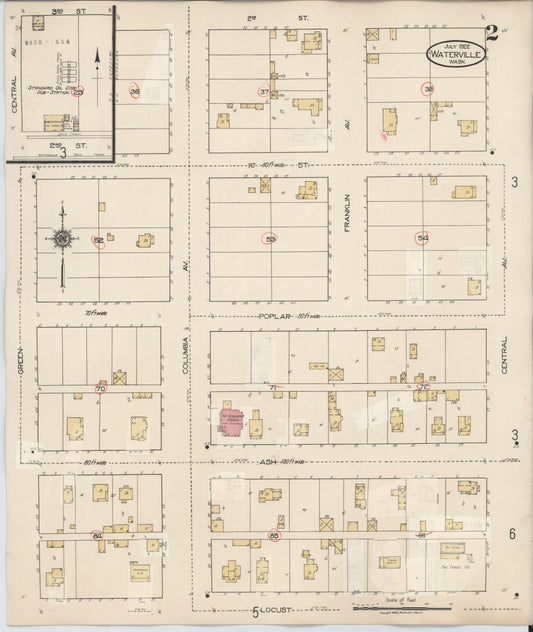 Sanborn Fire Insurance Map from Waterville, Douglas County, Washington (1942), Sheet #0002 - Historic Sanborn Fire Insurance Map Print, vintage old map wall art, antique decor, genealogy gift, Washington Washington map