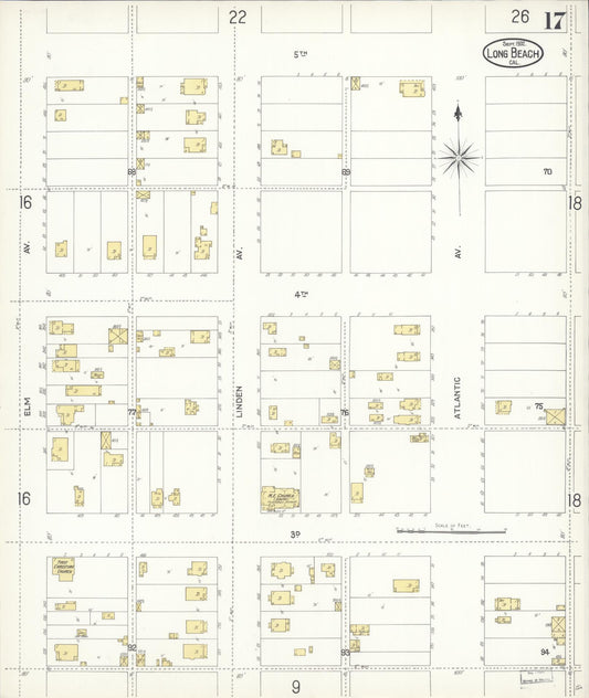 Sanborn Fire Insurance Map from Long Beach, Los Angeles County, California (1902), Sheet #0017 - Historic Sanborn Fire Insurance Map Print, vintage old map wall art, antique decor, genealogy gift, California California map