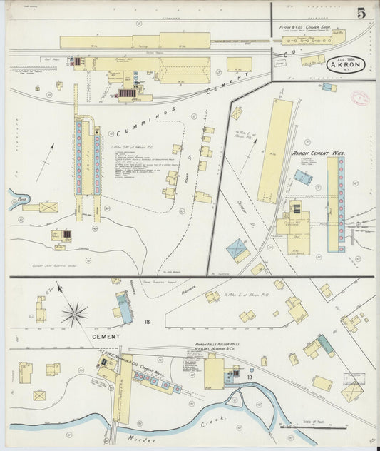 Sanborn Fire Insurance Map from Akron, Erie County, New York (1894), Sheet #0005 - Historic Sanborn Fire Insurance Map Print, vintage old map wall art, antique decor, genealogy gift, New York New York map