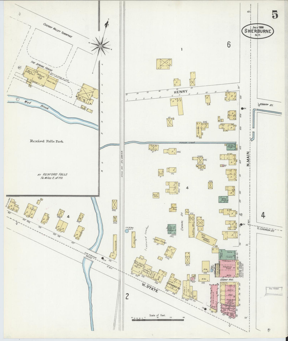 Sanborn Fire Insurance Map from Sherburne, Chenango County, New York (1906), Sheet #0005 - Complete Map Set gallery image, historic Sanborn map, vintage wall art, New York New York