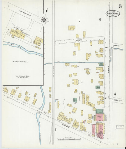 Sanborn Fire Insurance Map from Sherburne, Chenango County, New York (1906), Sheet #0005 - Complete Map Set gallery image, historic Sanborn map, vintage wall art, New York New York