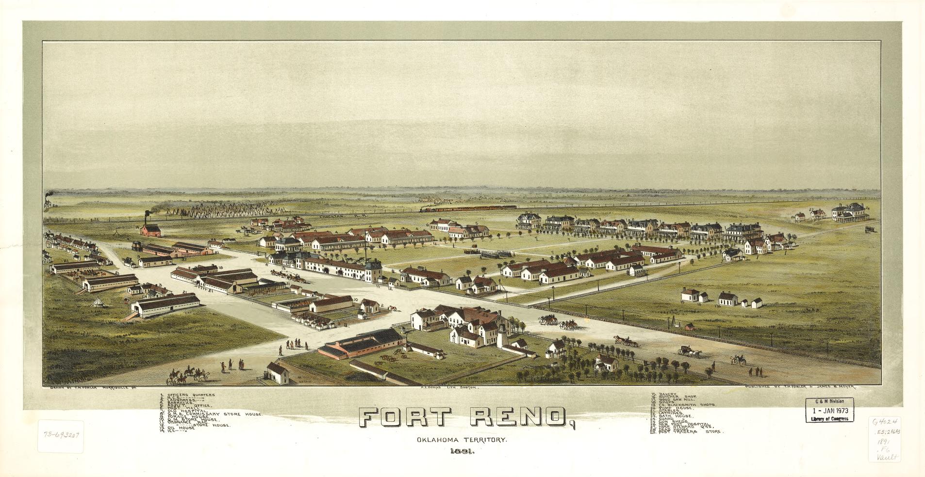 Fort Reno, Oklahoma Territory 1891. (1891) – Historic Bird’s-Eye View Panorama Print