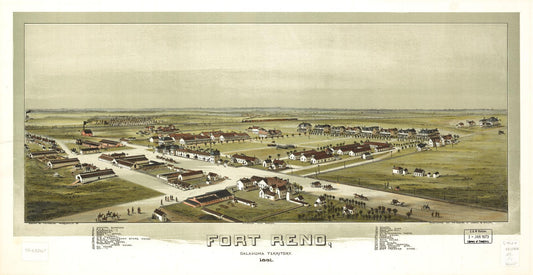 Fort Reno, Oklahoma Territory 1891. (1891) – Historic Bird’s-Eye View Panorama Print