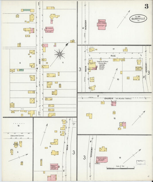 Sanborn Fire Insurance Map from Berryville, Clark County, Virginia (1904), Sheet #0003 - Historic Sanborn Fire Insurance Map Print, vintage old map wall art, antique decor, genealogy gift, Virginia Virginia map