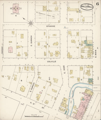 Sanborn Fire Insurance Map from Walla Walla, Walla Walla County, Washington (1888), Sheet #0006 - Complete Map Set gallery image, historic Sanborn map, vintage wall art, Washington Washington