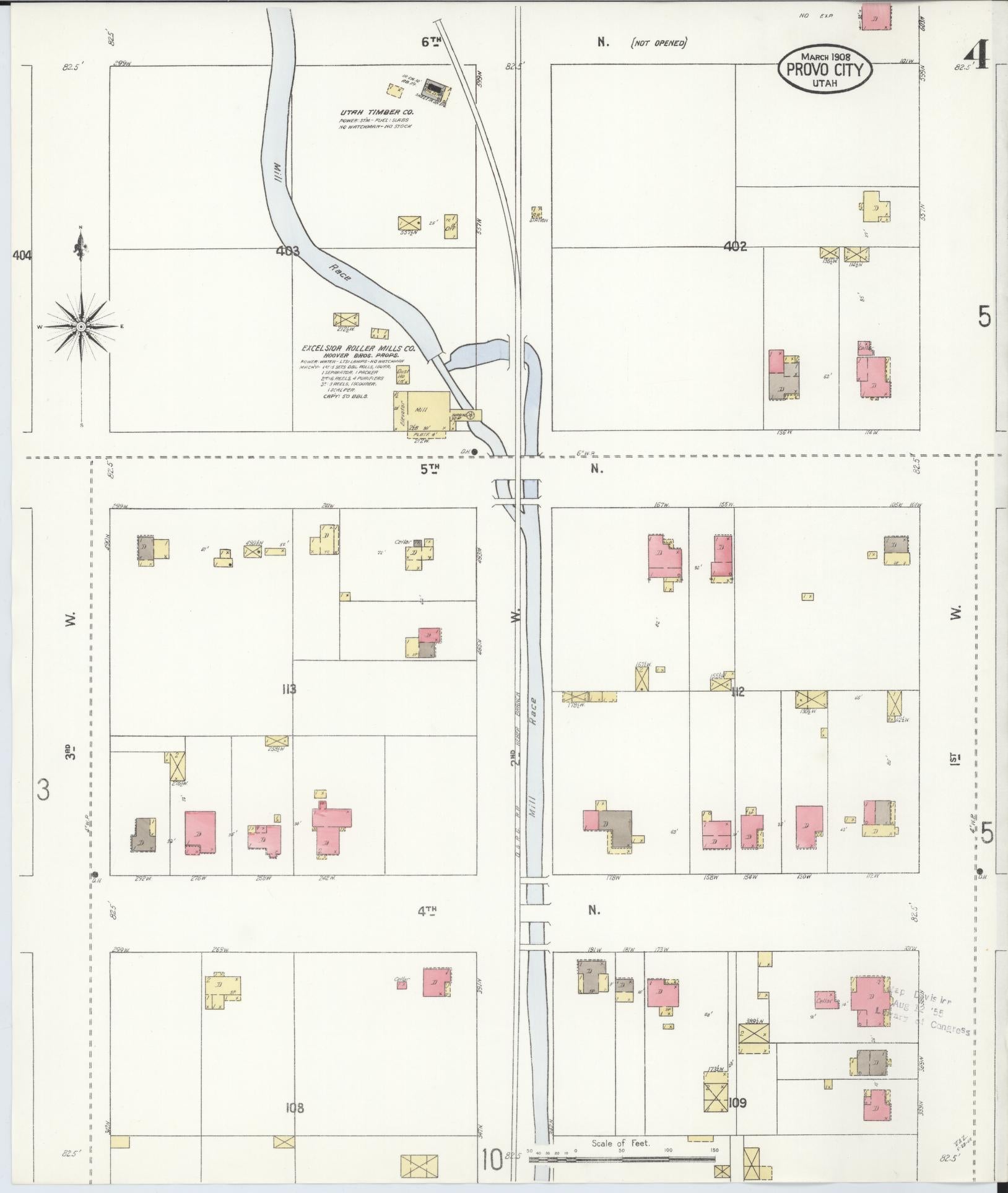 Sanborn Fire Insurance Map from Provo, Utah County, Utah (1908), Sheet #0004 - Complete Map Set gallery image, historic Sanborn map, vintage wall art, Provo Utah
