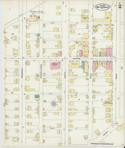 Sanborn Fire Insurance Map from Meyersdale, Somerset County, Pennsylvania (1897), Sheet #0002 - Historic Sanborn Fire Insurance Map Print, vintage old map wall art, antique decor, genealogy gift, Pennsylvania Pennsylvania map