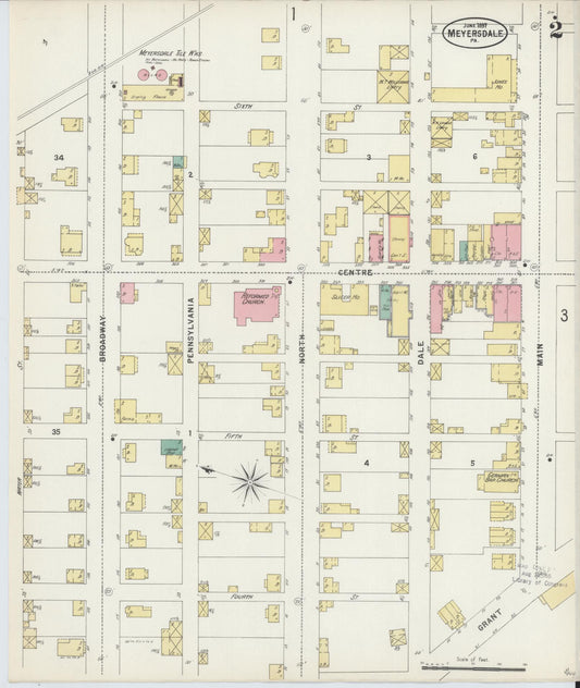 Sanborn Fire Insurance Map from Meyersdale, Somerset County, Pennsylvania (1897), Sheet #0002 - Historic Sanborn Fire Insurance Map Print, vintage old map wall art, antique decor, genealogy gift, Pennsylvania Pennsylvania map