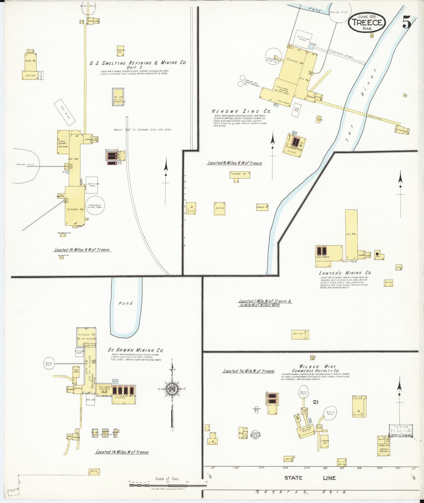 Sanborn Fire Insurance Map from Treece, Cherokee County, Kansas (1918), Sheet #0005 - Complete Map Set gallery image, historic Sanborn map, vintage wall art, Kansas Kansas