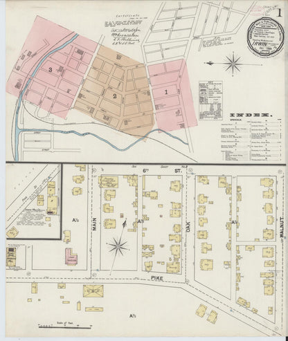 Sanborn Fire Insurance Map from Irwin, Westmoreland County, Pennsylvania (1889), Sheet #0001 - Historic Sanborn Fire Insurance Map Print, vintage old map wall art, antique decor, genealogy gift, Pennsylvania Pennsylvania map
