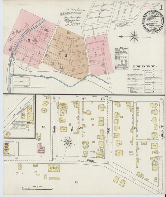 Sanborn Fire Insurance Map from Irwin, Westmoreland County, Pennsylvania (1889), Sheet #0001 - Historic Sanborn Fire Insurance Map Print, vintage old map wall art, antique decor, genealogy gift, Pennsylvania Pennsylvania map