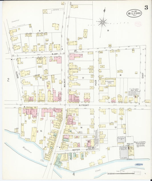 Sanborn Fire Insurance Map from Milford, Kent And Sussex Counties, Delaware (1897), Sheet #0003 - Historic Sanborn Fire Insurance Map Print, vintage old map wall art, antique decor, genealogy gift, Delaware Delaware map