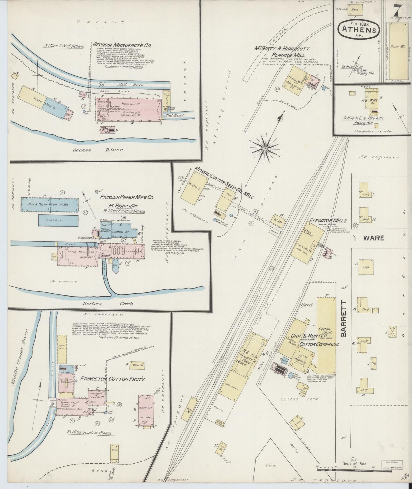 Sanborn Fire Insurance Map from Athens, Clarke County, Georgia (1888), Sheet #0007 - Complete Map Set gallery image, historic Sanborn map, vintage wall art, Georgia Georgia