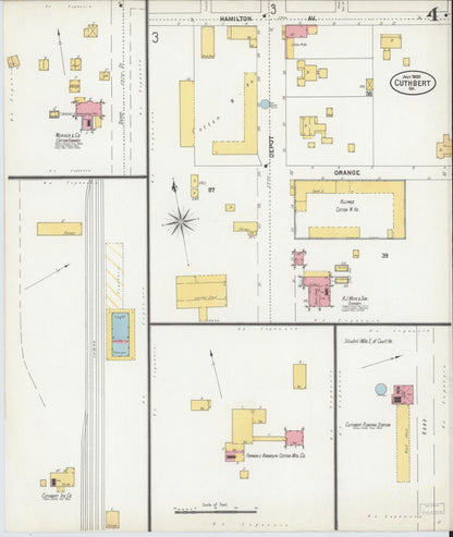 Sanborn Fire Insurance Map from Cuthbert, Randolph County, Georgia (1900), Sheet #0004 - Complete Map Set gallery image, historic Sanborn map, vintage wall art, Georgia Georgia