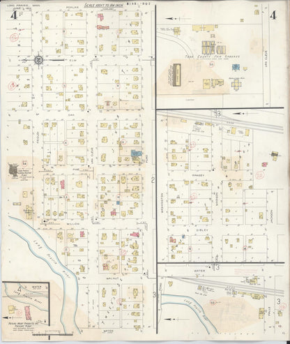 Sanborn Fire Insurance Map from Long Prairie, Todd County, Minnesota (1945), Sheet #0004 - Complete Map Set gallery image, historic Sanborn map, vintage wall art, Minnesota Minnesota