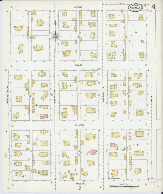 Sanborn Fire Insurance Map from Rochelle, Ogle County, Illinois (1899), Sheet #0004 - Historic Sanborn Fire Insurance Map Print, vintage old map wall art, antique decor, genealogy gift, Illinois Illinois map