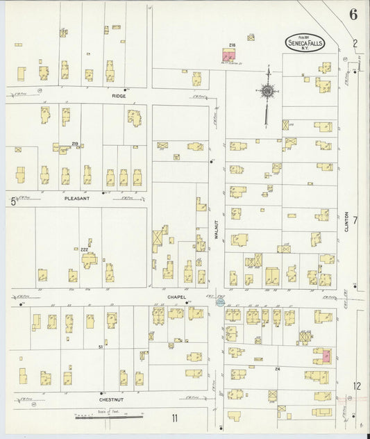 Sanborn Fire Insurance Map from Seneca Falls, Seneca County, New York (1911), Sheet #0006 - Historic Sanborn Fire Insurance Map Print, vintage old map wall art, antique decor, genealogy gift, New York New York map