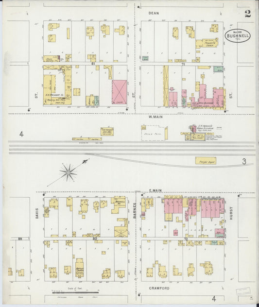Sanborn Fire Insurance Map from Bushnell, Mcdonough County, Illinois (1898), Sheet #0002 - Historic Sanborn Fire Insurance Map Print, vintage old map wall art, antique decor, genealogy gift, Illinois Illinois map