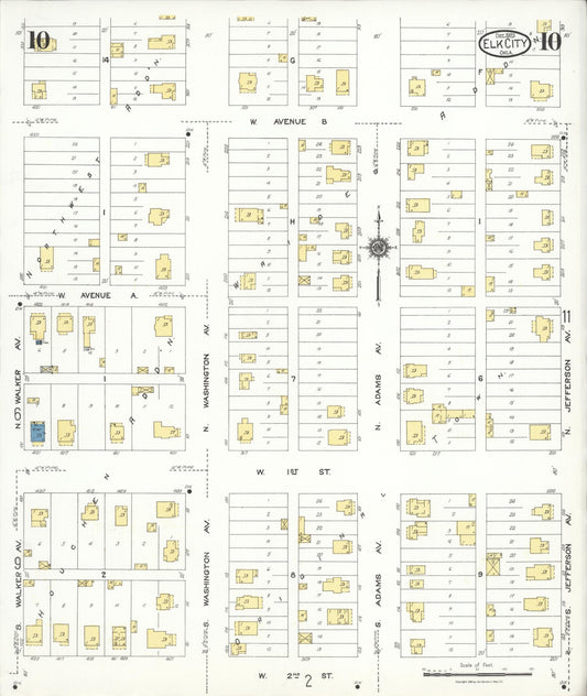 Sanborn Fire Insurance Map from Elk City, Beckham County, Oklahoma (1923), Sheet #0010 - Historic Sanborn Fire Insurance Map Print, vintage old map wall art, antique decor, genealogy gift, Oklahoma Oklahoma map