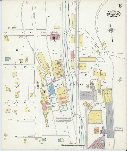 Sanborn Fire Insurance Map from Mineral Point, Iowa County, Wisconsin (1915), Sheet #0008 - Historic Sanborn Fire Insurance Map Print, vintage old map wall art, antique decor, genealogy gift, Wisconsin Wisconsin map