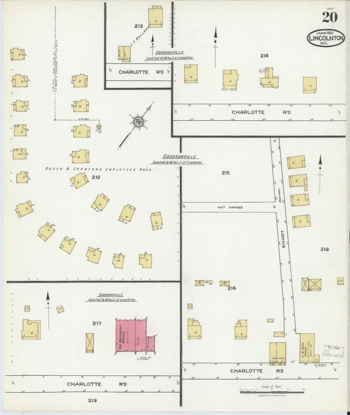 Sanborn Fire Insurance Map from Lincolnton, Lincoln County, North Carolina (1921), Sheet #0020 - Complete Map Set gallery image, historic Sanborn map, vintage wall art, North Carolina North Carolina