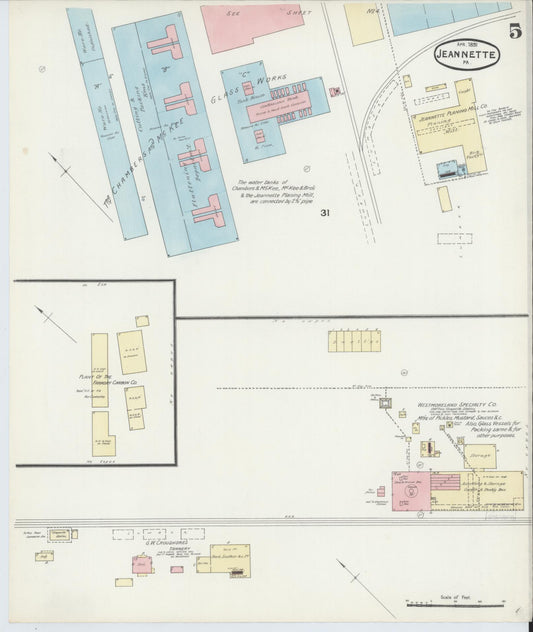 Sanborn Fire Insurance Map from Jeannette, Westmoreland County, Pennsylvania (1891), Sheet #0005 - Historic Sanborn Fire Insurance Map Print, vintage old map wall art, antique decor, genealogy gift, Pennsylvania Pennsylvania map