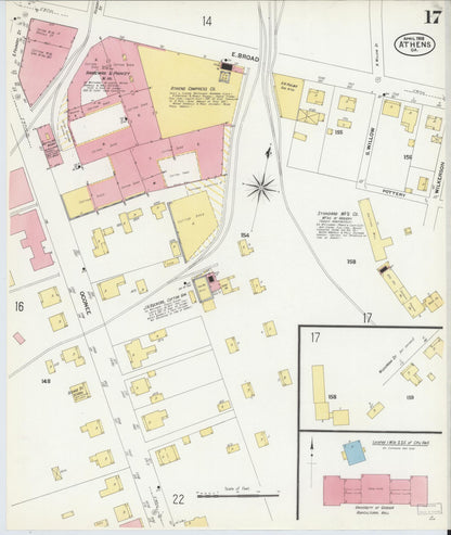 Sanborn Fire Insurance Map from Athens, Clarke County, Georgia (1908), Sheet #0017 - Complete Map Set gallery image, historic Sanborn map, vintage wall art, Georgia Georgia