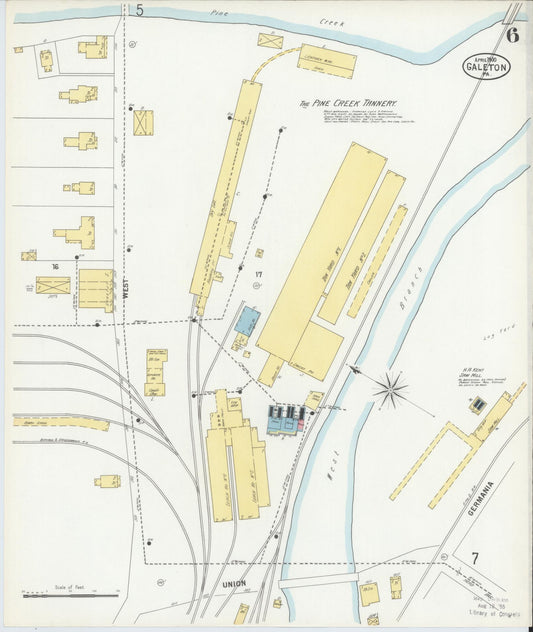 Sanborn Fire Insurance Map from Galeton, Potter County, Pennsylvania (1900), Sheet #0006 - Historic Sanborn Fire Insurance Map Print, vintage old map wall art, antique decor, genealogy gift, Pennsylvania Pennsylvania map