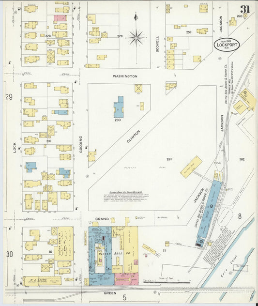 Sanborn Fire Insurance Map from Lockport, Niagara County, New York (1909), Sheet #0031 - Historic Sanborn Fire Insurance Map Print, vintage old map wall art, antique decor, genealogy gift, New York New York map