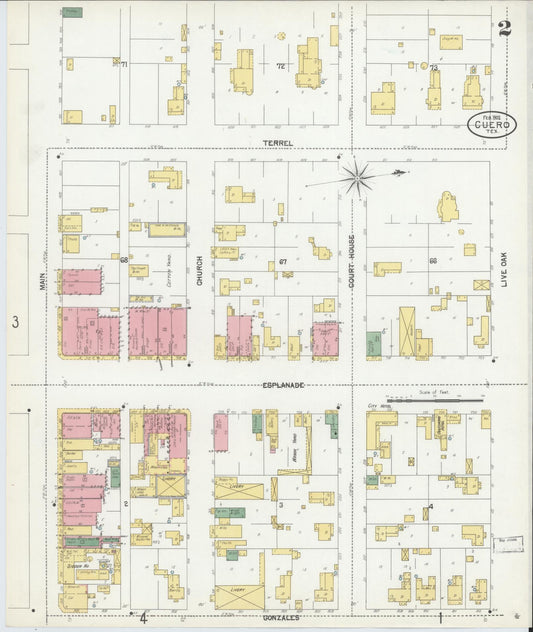 Sanborn Fire Insurance Map from Cuero, De Witt County, Texas (1902), Sheet #0002 - Historic Sanborn Fire Insurance Map Print, vintage old map wall art, antique decor, genealogy gift, Texas Texas map