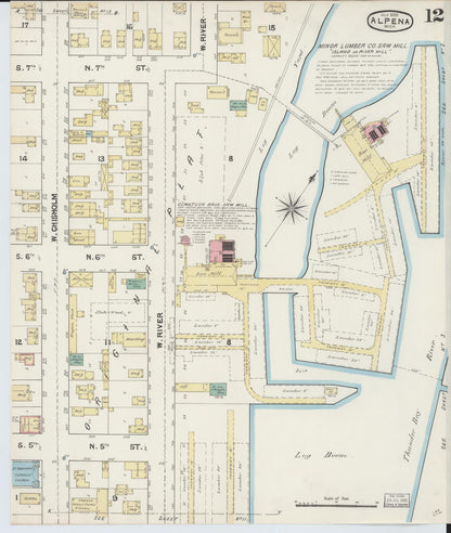 Sanborn Fire Insurance Map from Alpena, Alpena County, Michigan (1890), Sheet #0012 - Complete Map Set gallery image, historic Sanborn map, vintage wall art, Michigan Michigan