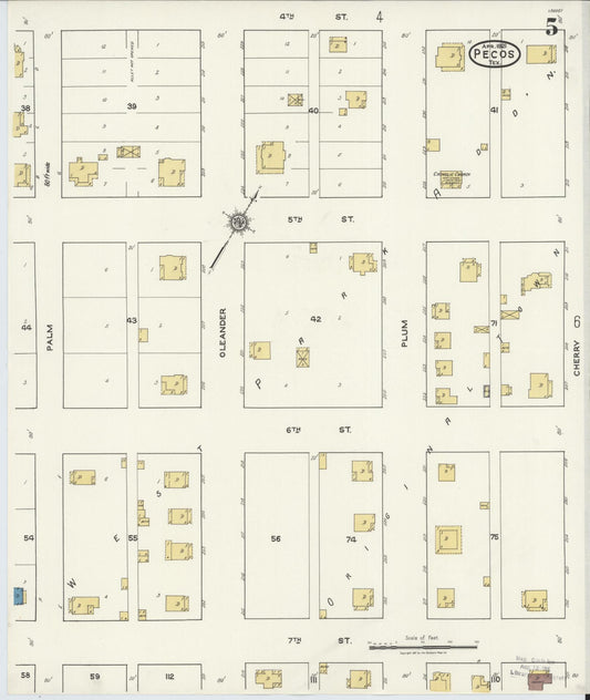 Sanborn Fire Insurance Map from Pecos, Reeves County, Texas (1921), Sheet #0005 - Historic Sanborn Fire Insurance Map Print, vintage old map wall art, antique decor, genealogy gift, Texas Texas map