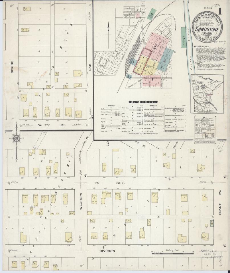Sanborn Fire Insurance Map from Sandstone, Pine County, Minnesota. (1914) – Map View