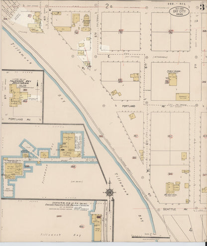 Sanborn Fire Insurance Map from Bay City, Tillamook County, Oregon (1928), Sheet #0003 - Complete Map Set gallery image, historic Sanborn map, vintage wall art, Oregon Oregon
