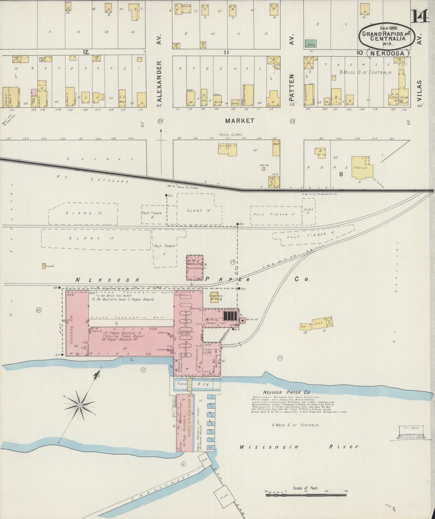 Sanborn Fire Insurance Map from Grand Rapids, Wood County, Wisconsin (1895), Sheet #0014 - Complete Map Set gallery image, historic Sanborn map, vintage wall art, Wisconsin Wisconsin