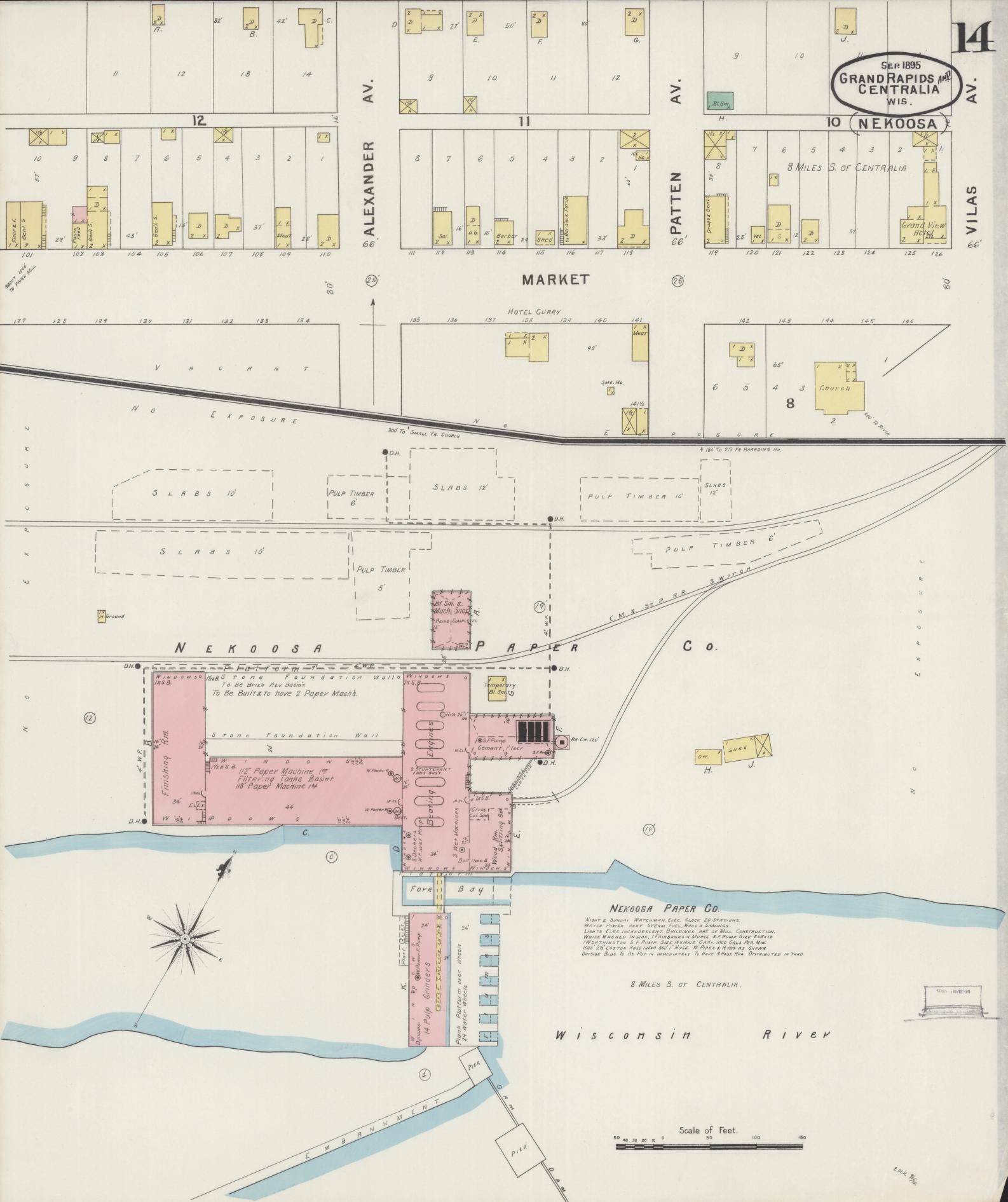 Sanborn Fire Insurance Map from Grand Rapids, Wood County, Wisconsin (1895), Sheet #0014 - Complete Map Set gallery image, historic Sanborn map, vintage wall art, Wisconsin Wisconsin