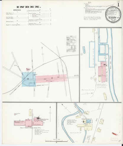 Sanborn Fire Insurance Map from Newark, New Castle County, Delaware (1891), Sheet #0001 - Complete Map Set gallery image, historic Sanborn map, vintage wall art, Delaware Delaware