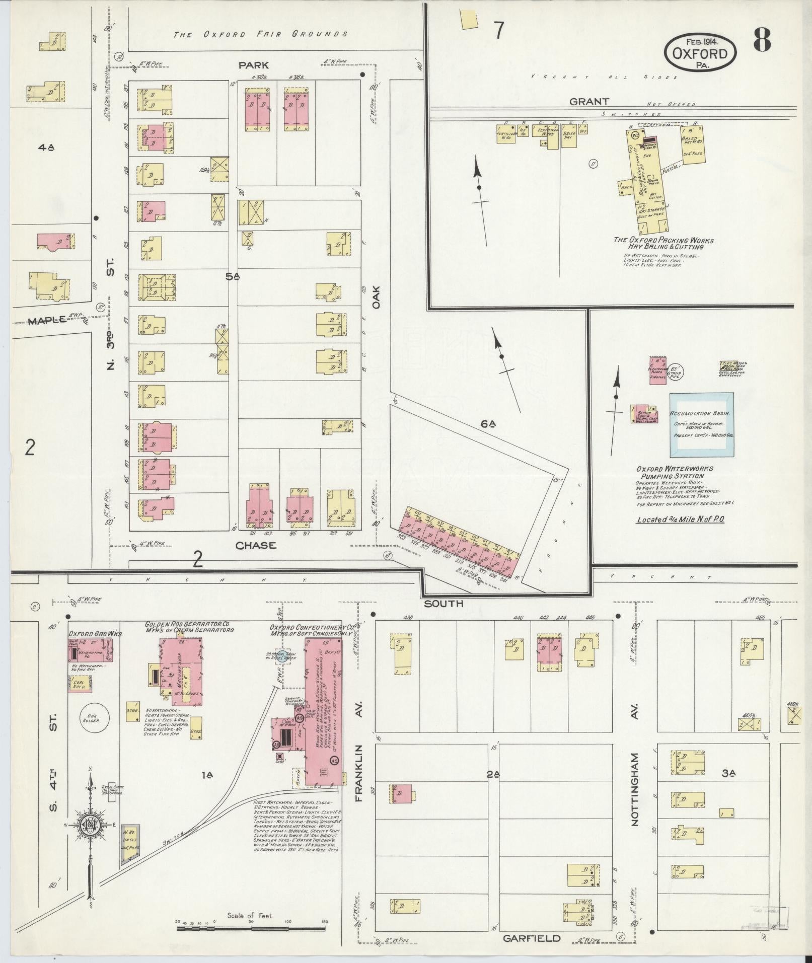 Sanborn Fire Insurance Map from Oxford, Chester County, Pennsylvania (1914), Sheet #0008 - Complete Map Set gallery image, historic Sanborn map, vintage wall art, Pennsylvania Pennsylvania