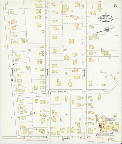 Sanborn Fire Insurance Map from North Attleborough, Bristol County, Massachusetts (1911), Sheet #0005 - Complete Map Set gallery image, historic Sanborn map, vintage wall art, Massachusetts Massachusetts