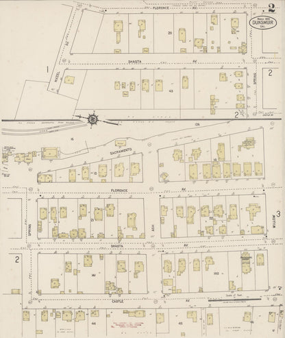 Sanborn Fire Insurance Map from Dunsmuir, Siskiyou County, California (1920), Sheet #0002 - Complete Map Set gallery image, historic Sanborn map, vintage wall art, California California