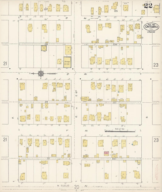Sanborn Fire Insurance Map from Ontario, San Bernardino County, California (1912), Sheet #0022 - Historic Sanborn Fire Insurance Map Print, vintage old map wall art, antique decor, genealogy gift, California California map