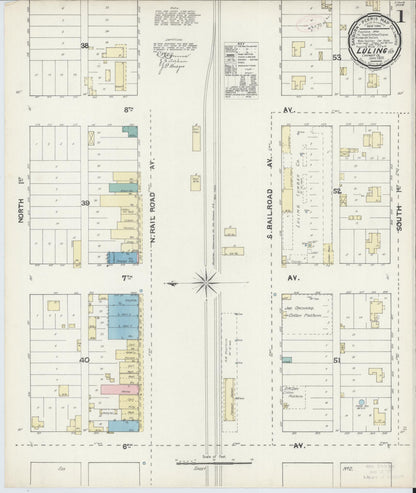 Sanborn Fire Insurance Map from Luling, Caldwell County, Texas (1891), Sheet #0001 - Historic Sanborn Fire Insurance Map Print, vintage old map wall art, antique decor, genealogy gift, Texas Texas map